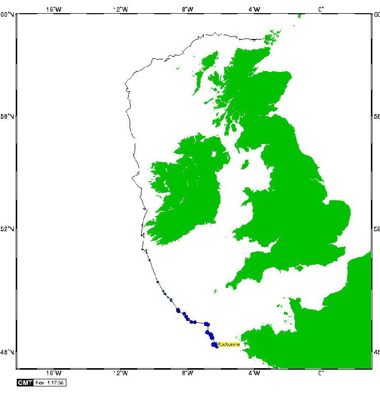 Satellite tracking of Sahara - 1st November 2007