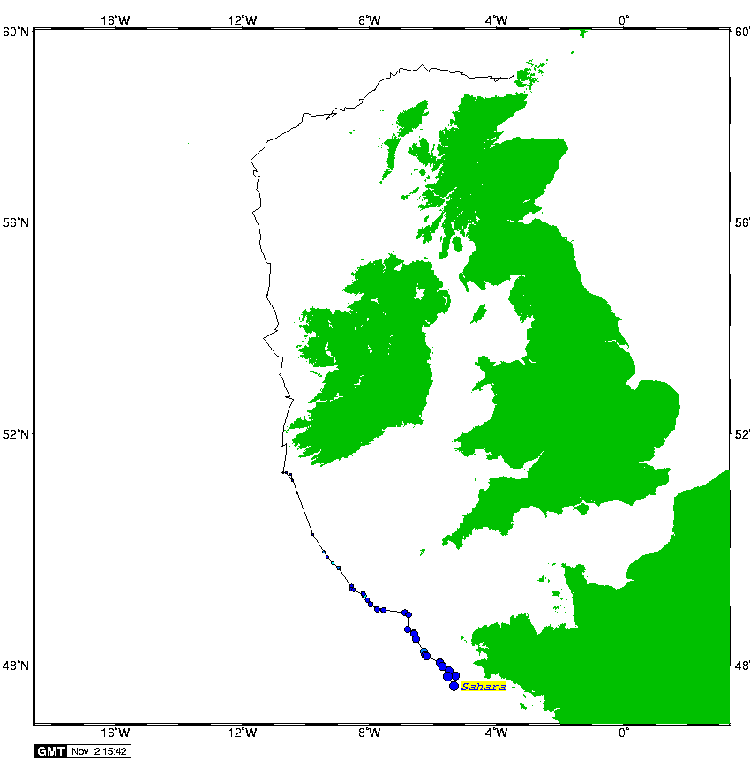 Satellite tracking of Sahara - 2nd November 2007