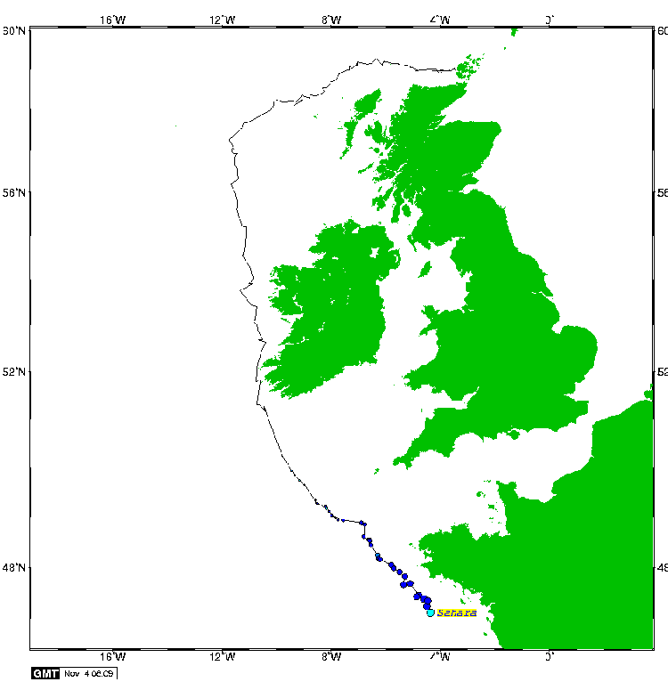Satellite tracking of Sahara - 4th November 2007