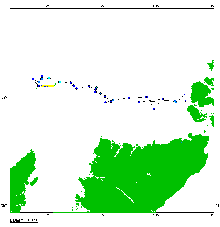 Satellite tracking of Sahara - 13th October 2007
