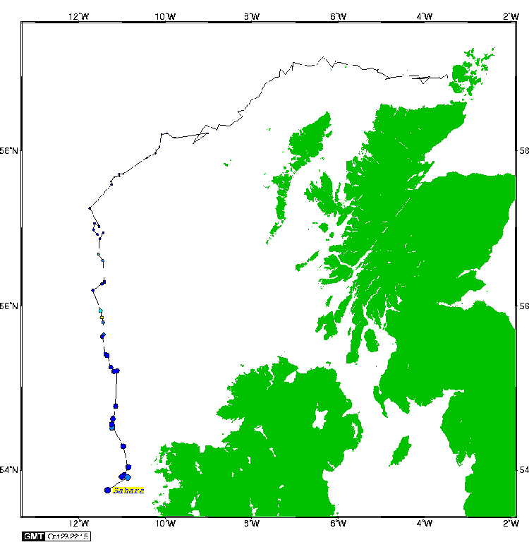 Satellite tracking of Sahara - 23rd October 2007