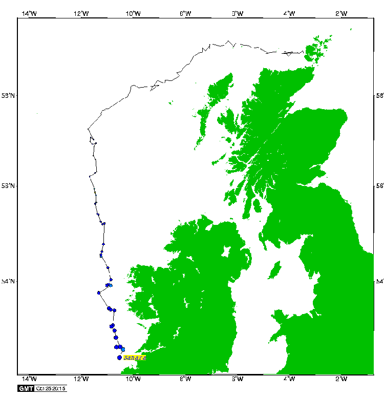 Satellite tracking of Sahara - 25th October 2007