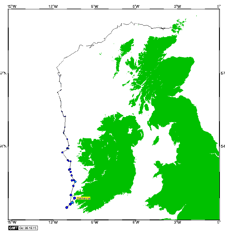 Satellite tracking of Sahara - 26th October 2007
