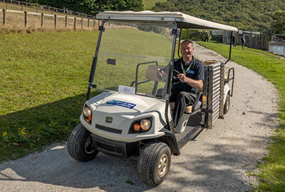 Mark driving the new buggy!