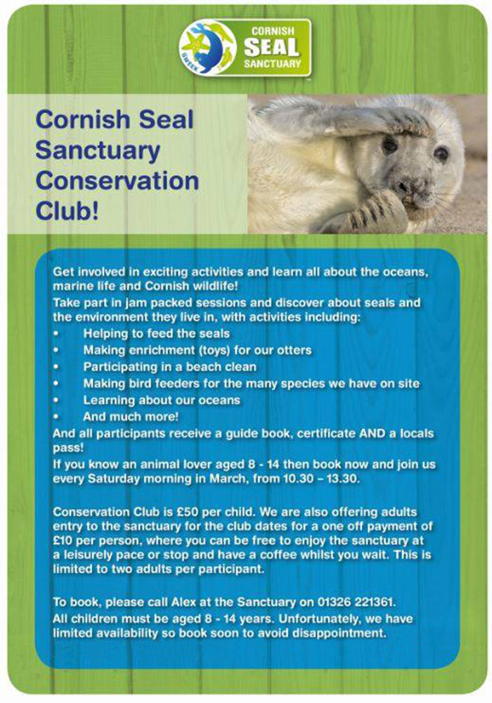 Every Saturday in March 2019 will be running the Conservation club for 8 - 14 year olds!