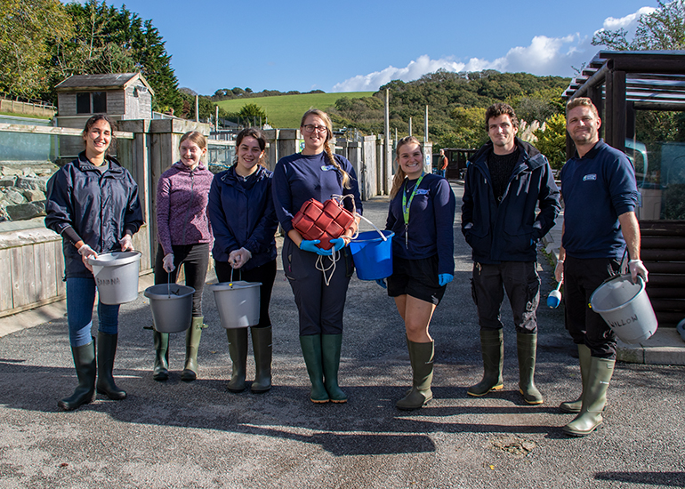 Volunteers with Grace, Polly, Joe and Ben