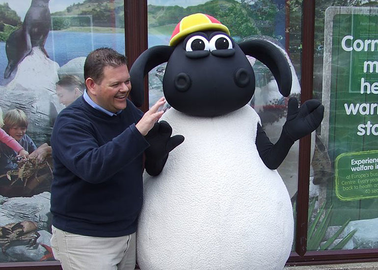 Trevor, the General Manager, welcomes the Star of CBeebies, Timmy, to the Seal Sanctuary