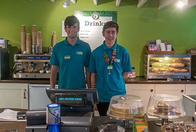 Adam and Kian in the cafe
